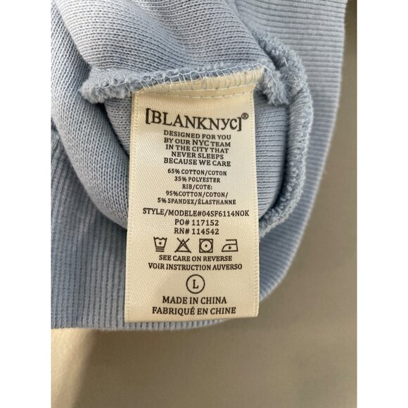 Blank NYC Bomber Jacket Size Large Fleece Sherpa Front Zip Light Blue Cozy Soft - Picture 4 of 7